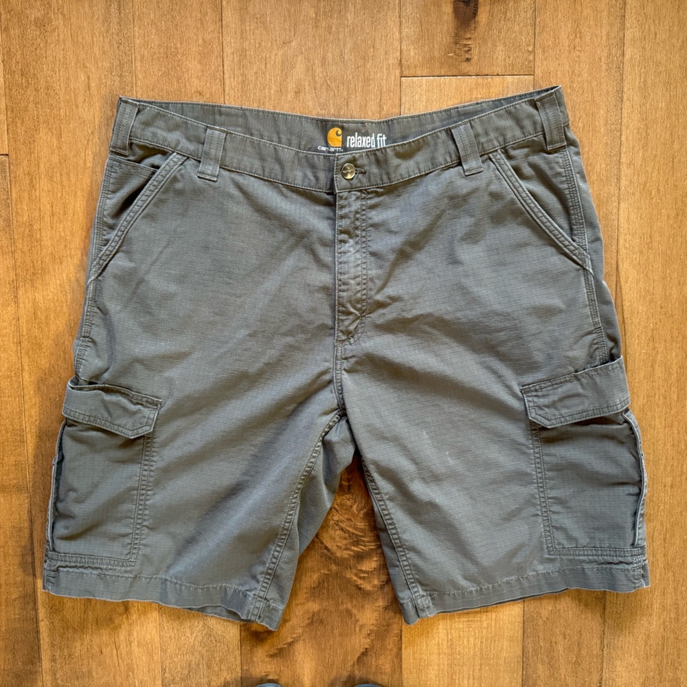 Carhartt Force Cargo Shorts Men's 42 Broxton Ripstop Gray Heavy Duty Comfort